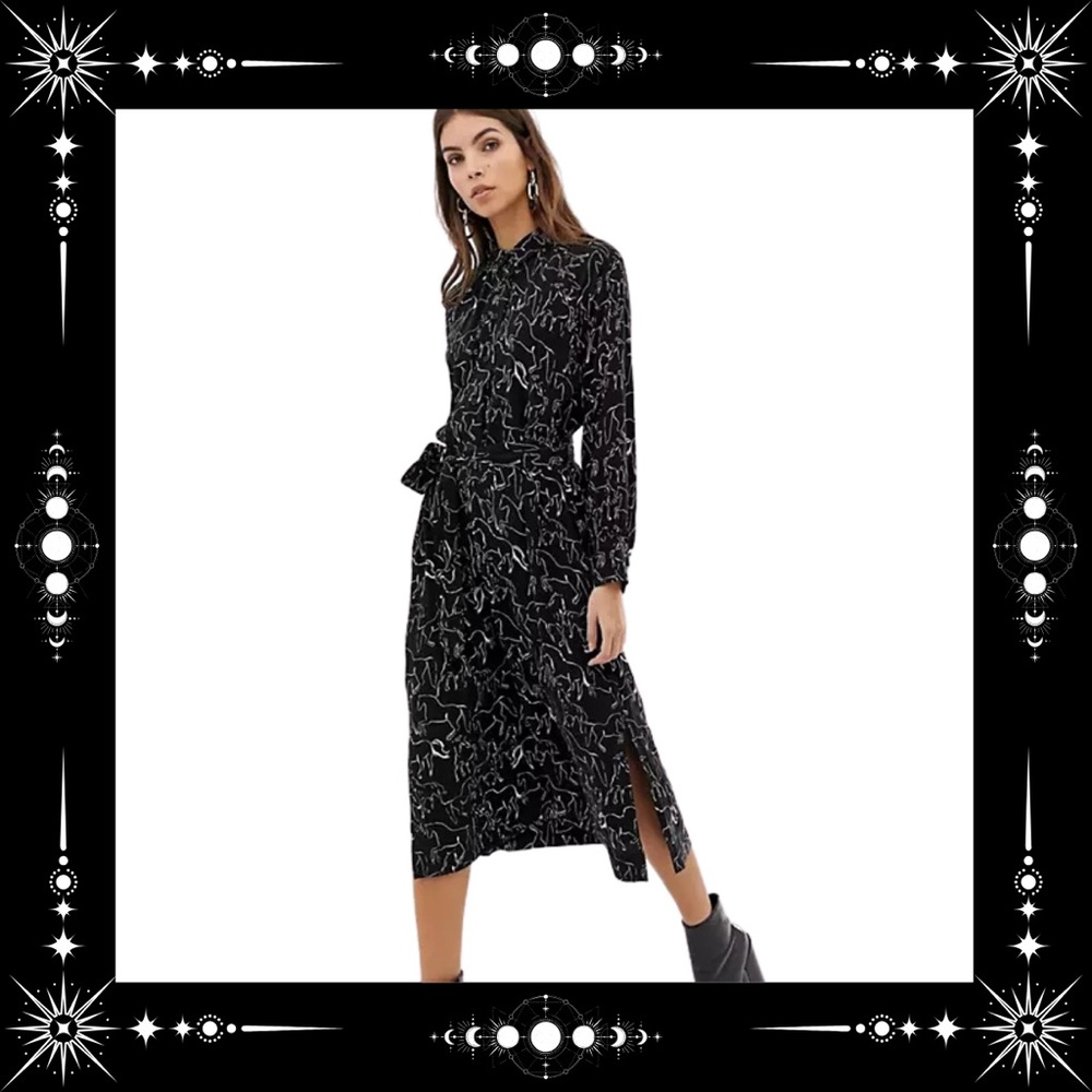 Whistles black and white horse print midi dress